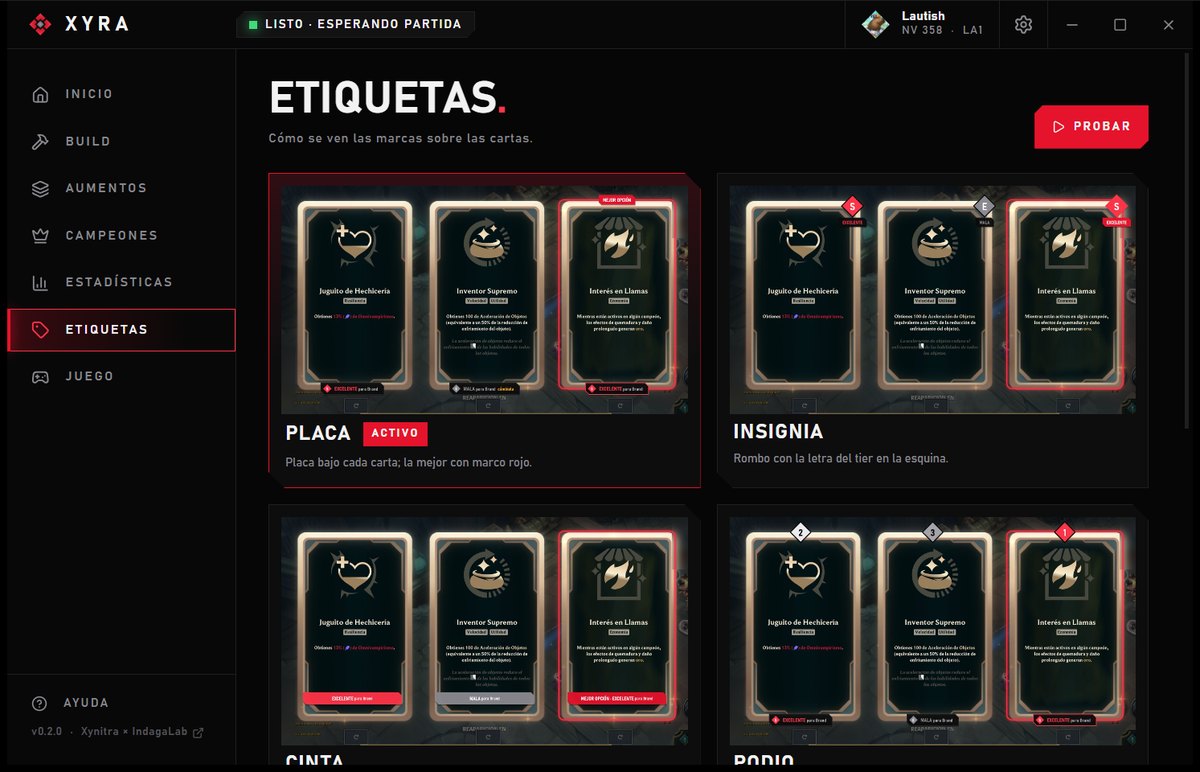 Estilos de etiqueta de Xyra